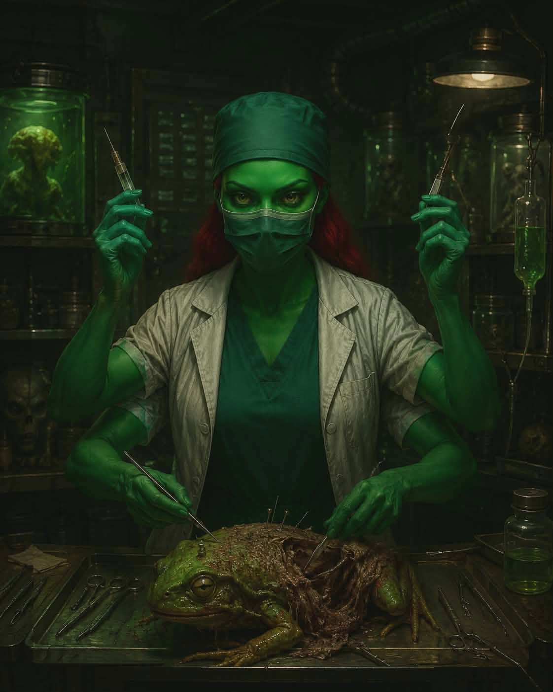 George enters the laboratory